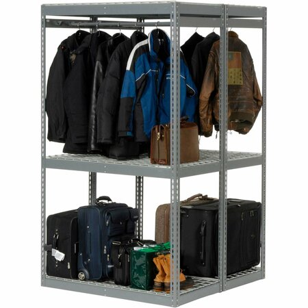GLOBAL INDUSTRIAL Boltless Luggage Garment Combo Rack, 48inW x 48inD x 84inH 796548